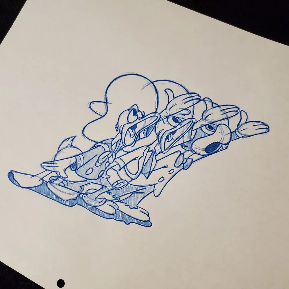 Disney Three Caballeros Donald Jose Panchito Drawing/Sketch animation signed Art - Picture 3 of 4